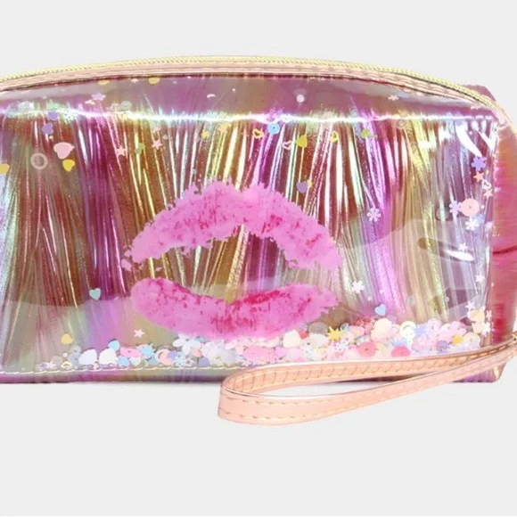 Metallic Gold - kiss Perfect -Style Make up Holder-Travel Bag  🎊 With Handle - Picture 3 of 4